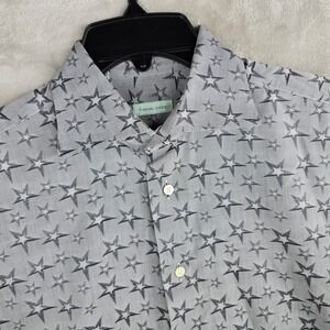 Duncan Quinn Men's Button Down Shirt Size 16 / 41 Star Print Made in Italy‎
